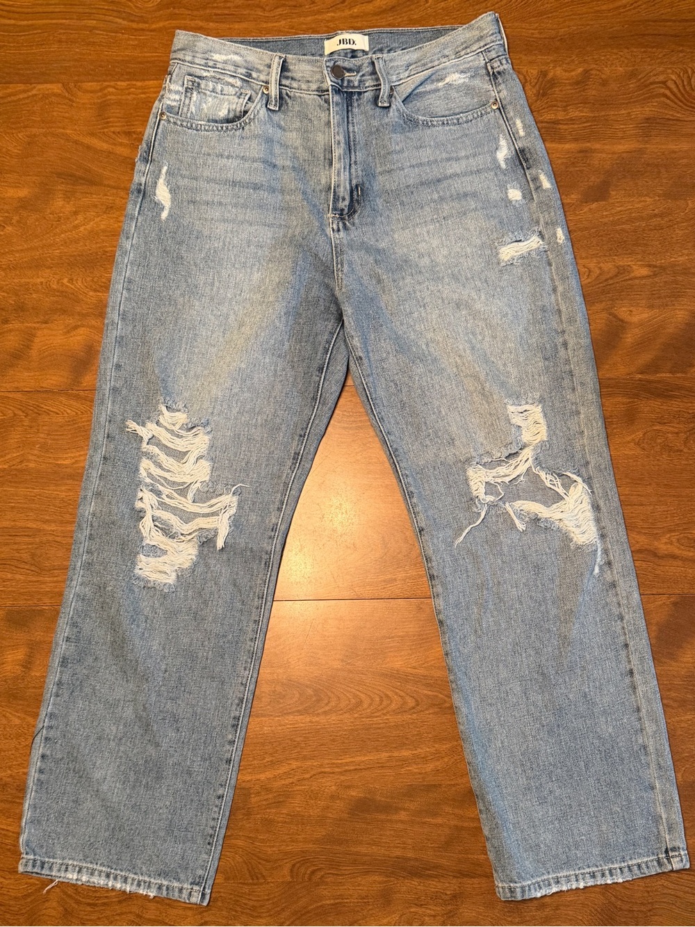 JBD Just Black Denim High Rise Distressed Dad Jeans Size 29 Light Wash
